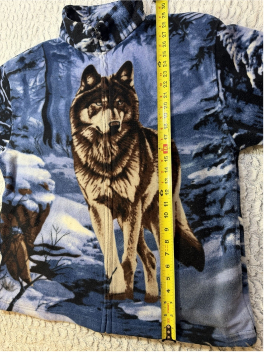 TRAIL CREST Men's Blue Fleece Jacket Full Zip Stand-Up Collar XL 48in Wolf - Picture 3 of 7